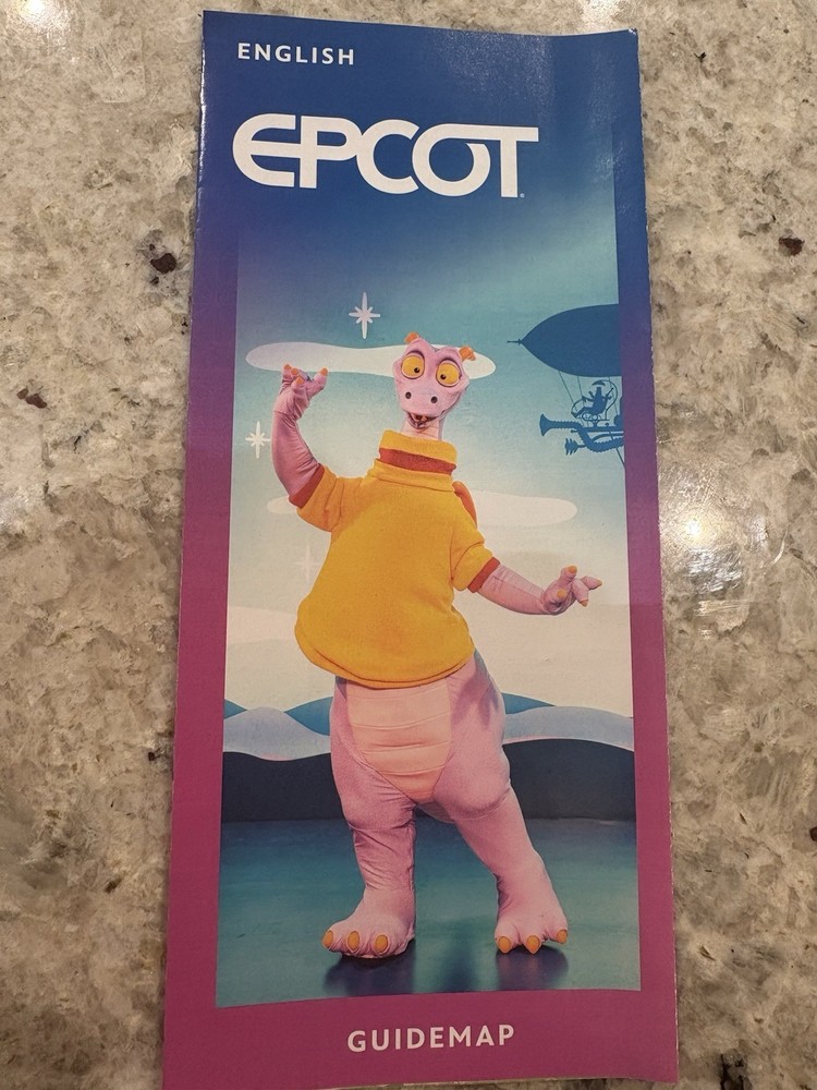 2024 Epcot Theme Park Guide Map with Figment – English Version for Walt Disney World