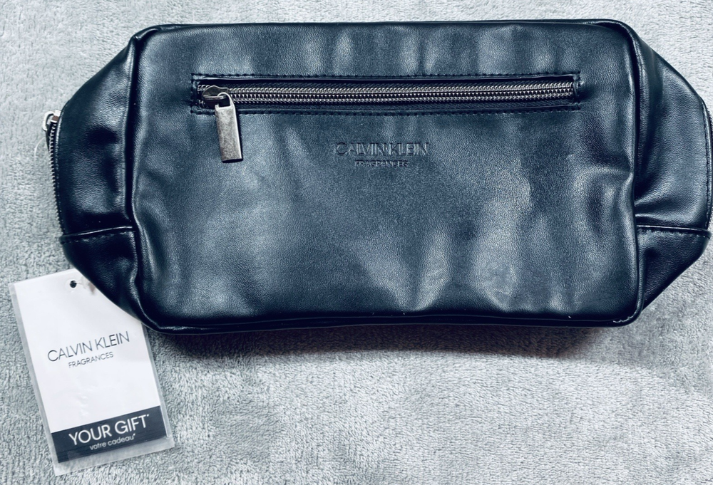 Calvin Klein Mens Dopp Toiletry Bag with Logo Zippers Fragrance Promo Gift NWT