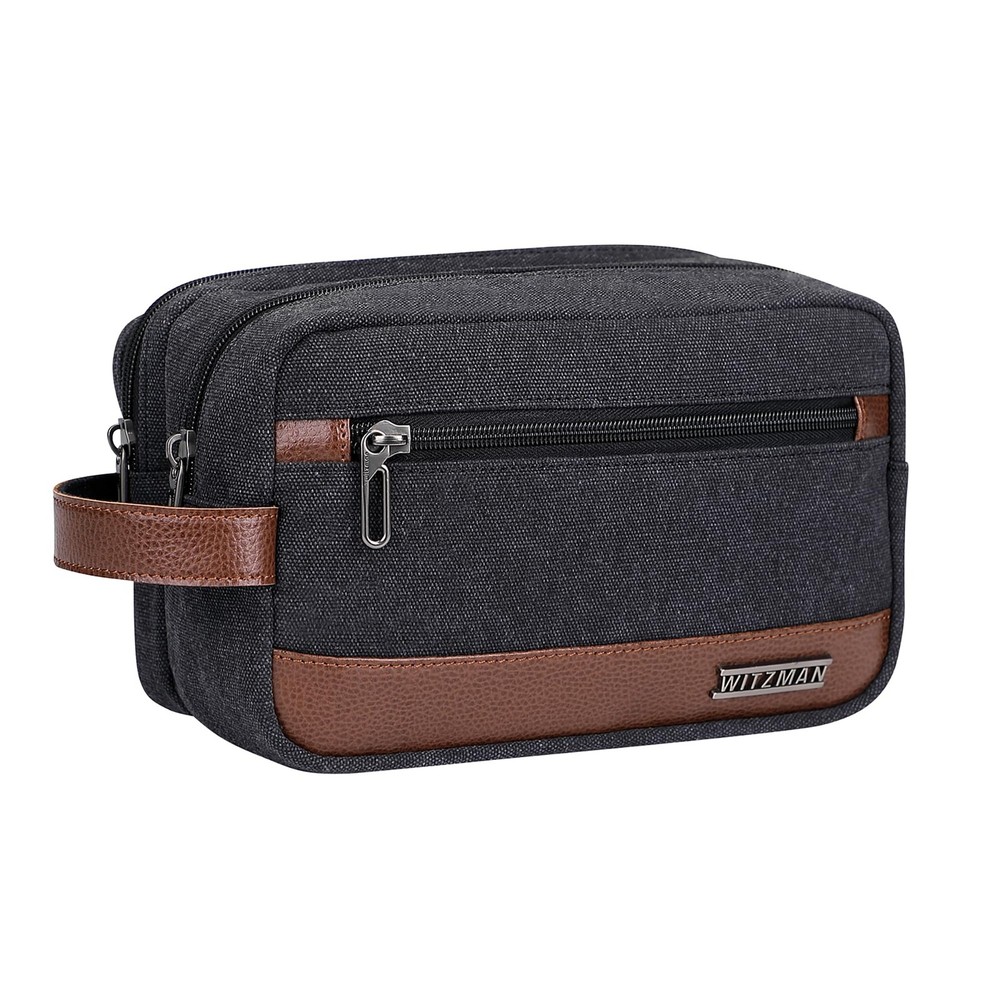Water-resistant Hanging Canvas Toiletry Bag for Men - Travel Dopp Kit Organizer