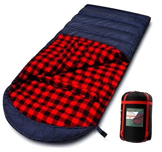 0F Navy Right Zip Cotton Flannel Sleeping Bag for Adults