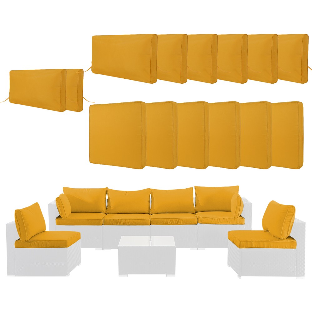 Sunny Yellow Outdoor Cushion Covers for 7-Piece Rattan Sectional Sofa  