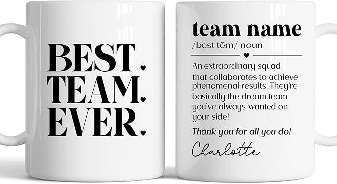 Best Team Ever Mug, Coworker Mugs, Custom Name Employee Appreciation Gifts Bulk