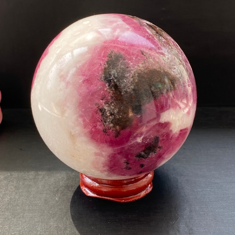 48mm 548g Natural Crazy Fluorite Ball - Quartz Crystal Gemstone Healing Sphere with Stand