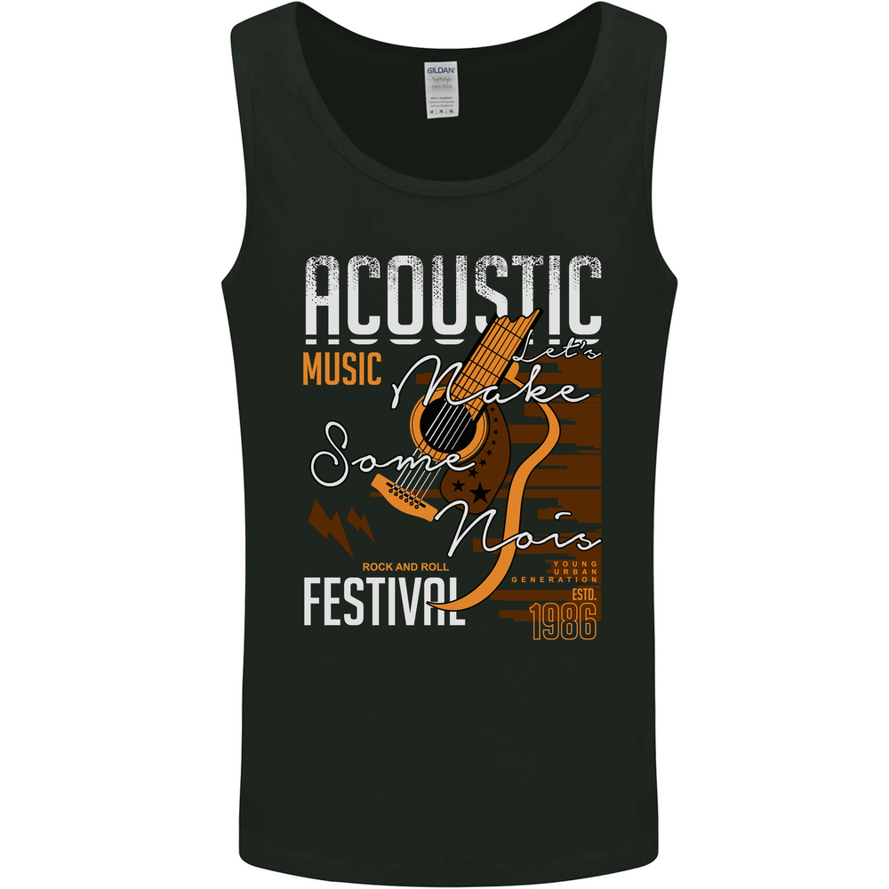 Acoustic Music Country & Western Guitar Mens Vest Tank Top