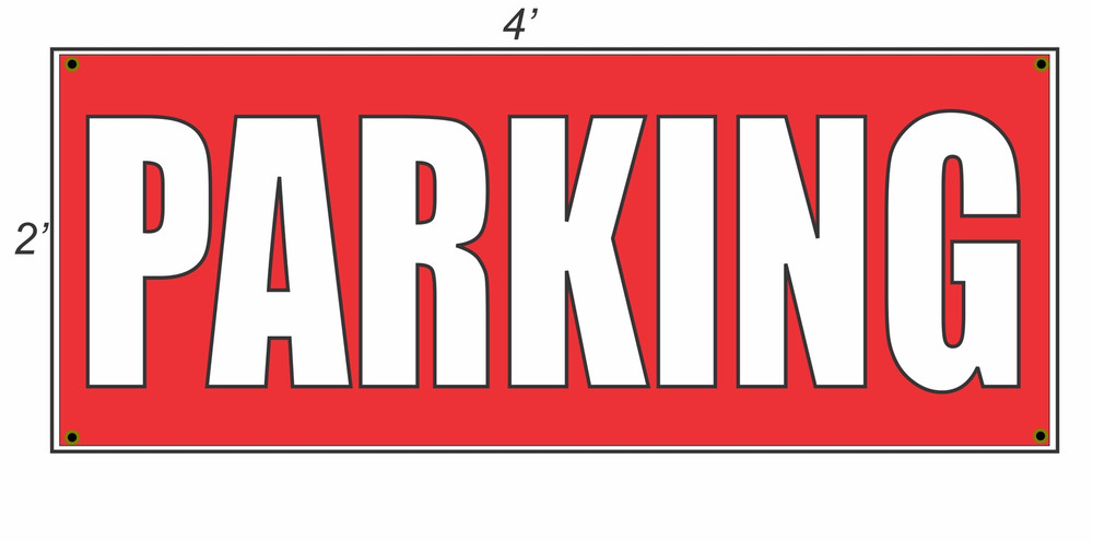 2x4 Parking Red and White Banner Sign - Durable and Bold for Clear Visibility - Brand New Design