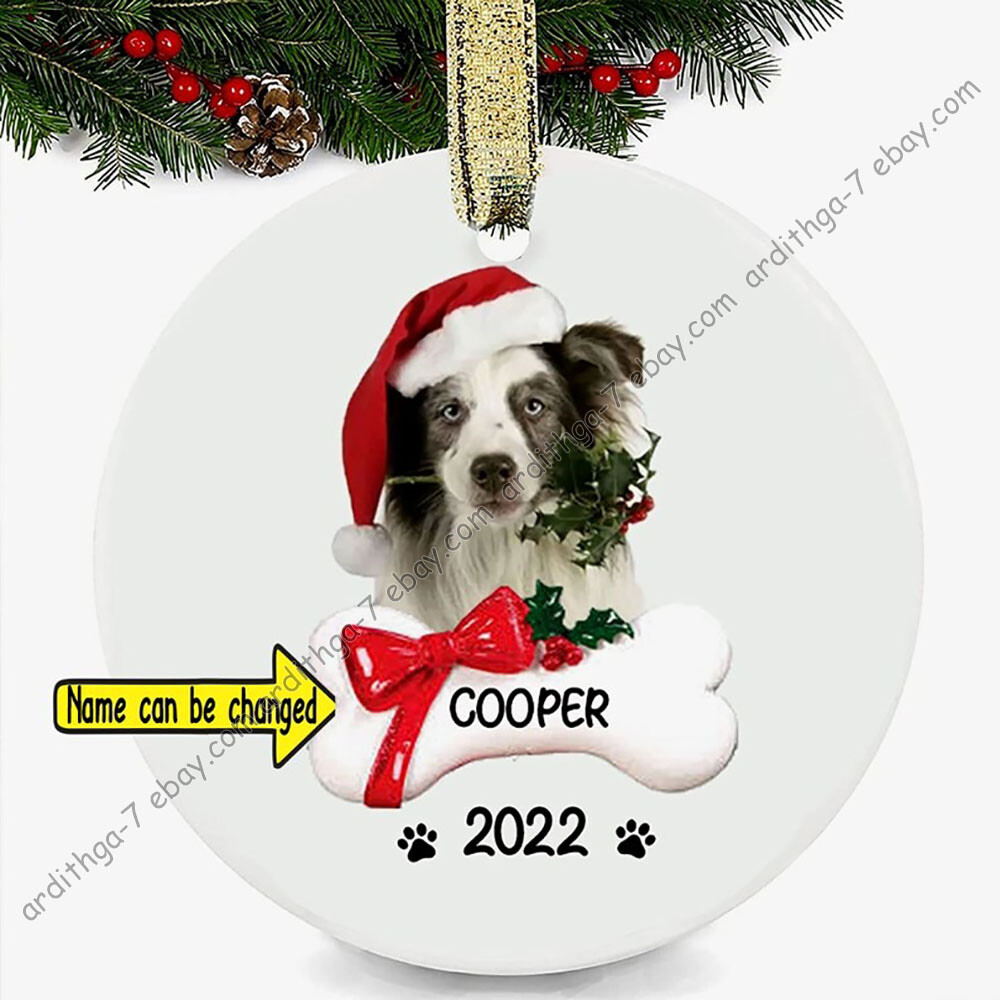 Personalized Dog Photo Ornament, Dog First Christmas Ornament, Puppy First Ch...