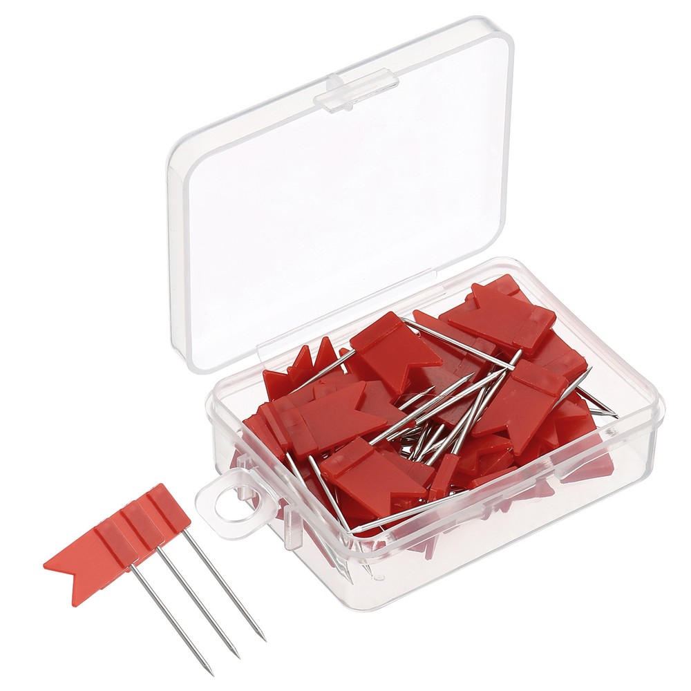 50Pcs Red Flag Push Pins for Cork Boards - Thumb Tacks for Marking & Decor