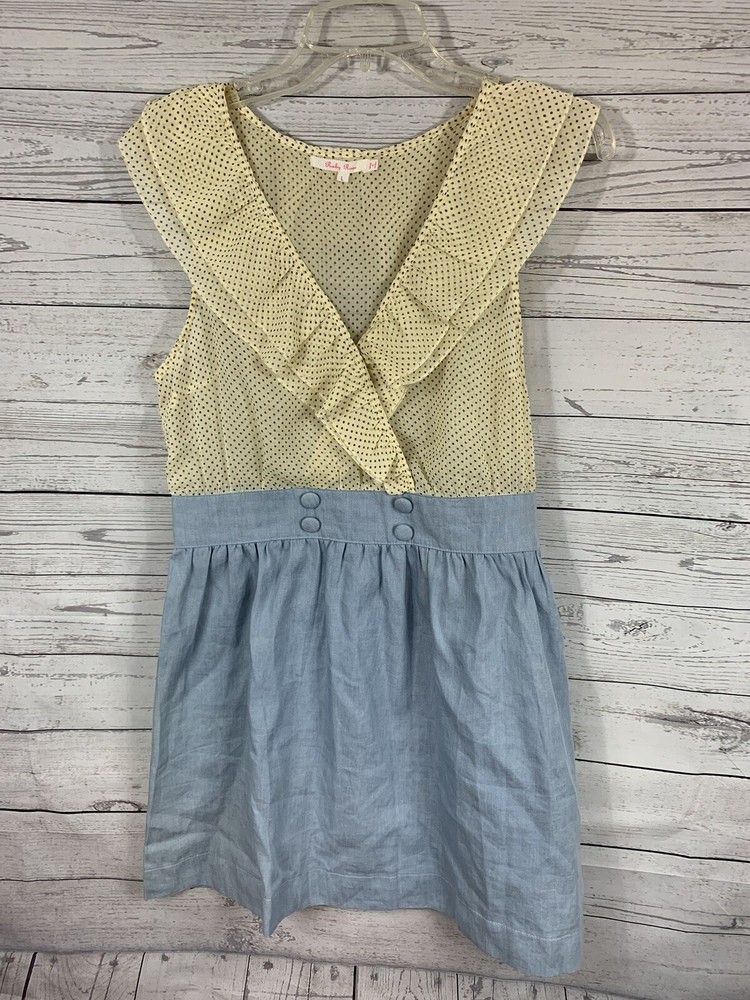 Ruby Rose Yellow Ruffle Top & Blue Skirt Dress for Women - Size Large-image