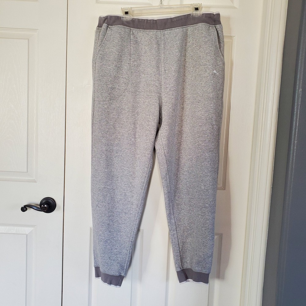 Tommy Bahama Sweatpants Men's XL Joggers Fleece Heavyweight Gray Elastic Waist