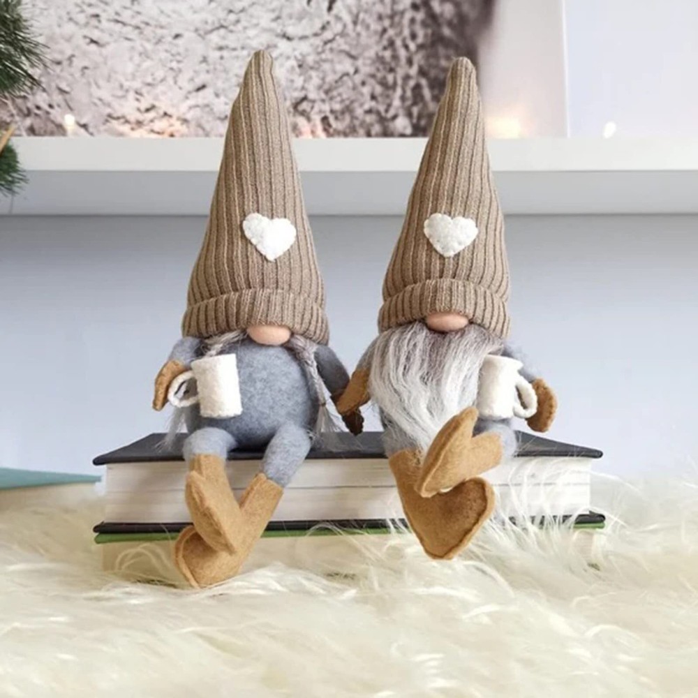 2Pcs Coffee Gnomes Plush Doll Coffee Bar Decoration Swedish Tomte Elf Dwarf C...