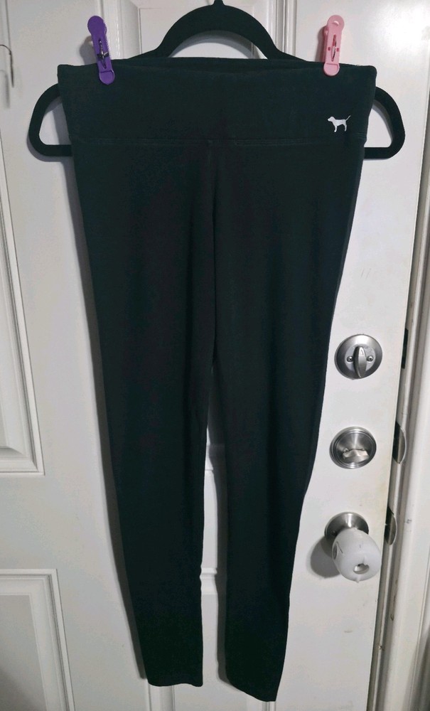 Victoria's Secret PINK Yoga Ankle Leggings Black Elastic Waist Stretch Size S