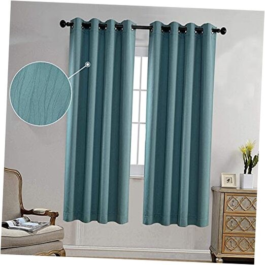Blackout Curtains Room Darkening Curtains Textured Grommet 52x63 inch Teal