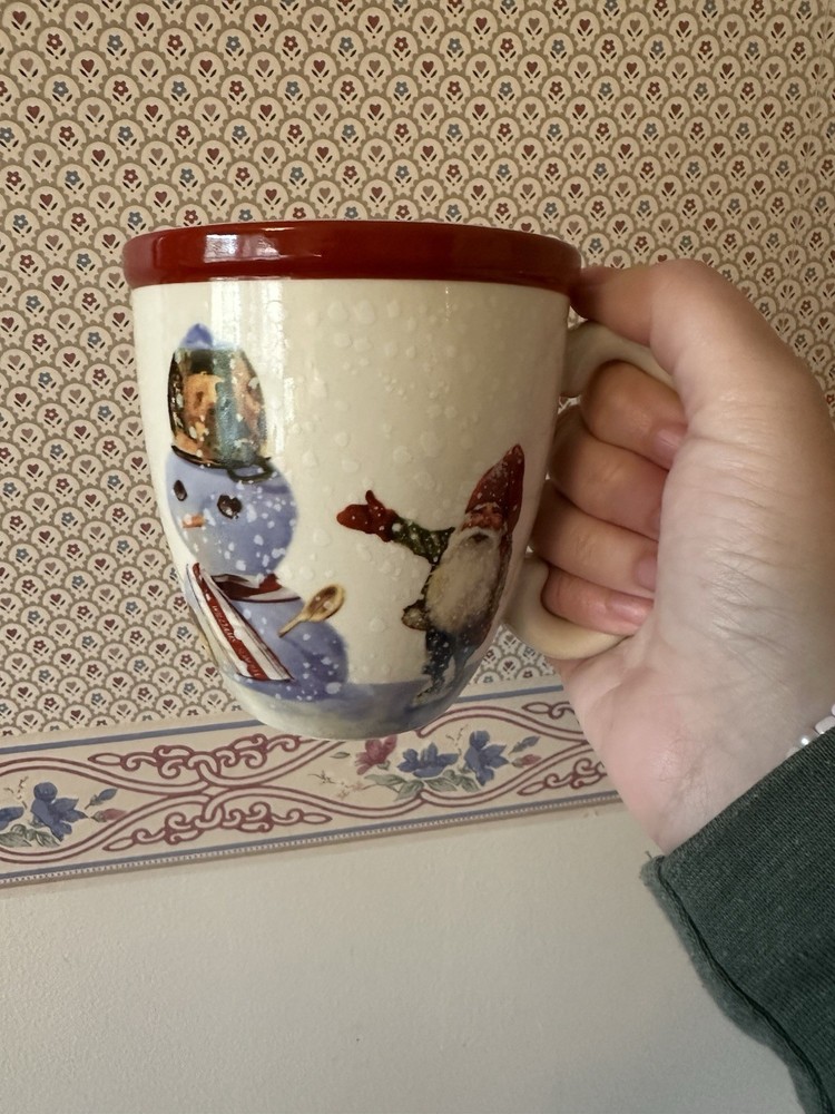 Williams Sonoma Nordic Elf Gnome Snowman Christmas 16oz Mug for Coffee Tea Cocoa