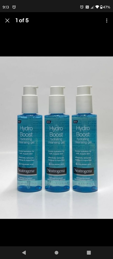 Neutrogena Hydro Boost Hydrating Hyaluronic Acid Cleansing Gel, 6 oz ( Lot of 3)