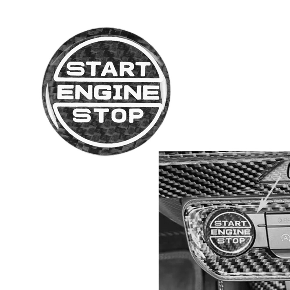 Car Start Stop Button Cover Sticker For Ford Mustang 2024-25 Black Carbon Fiber