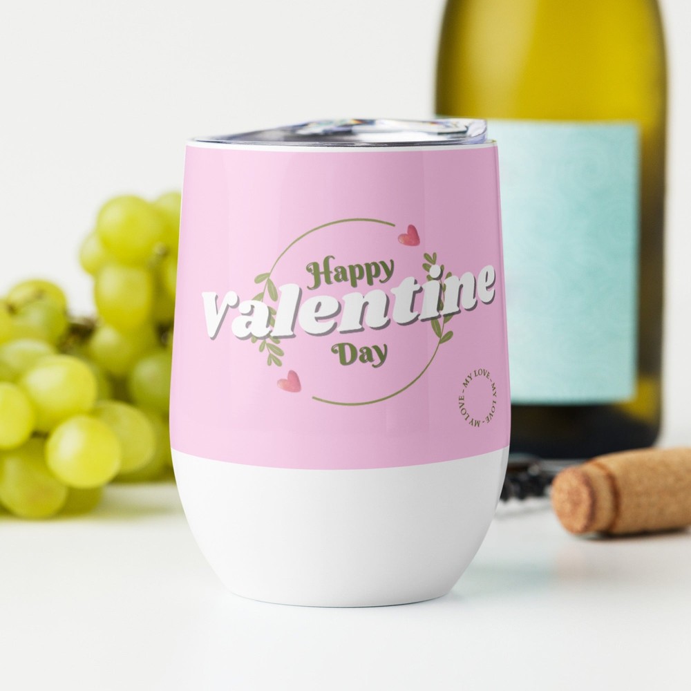 Valentines Flowers Wine tumbler
