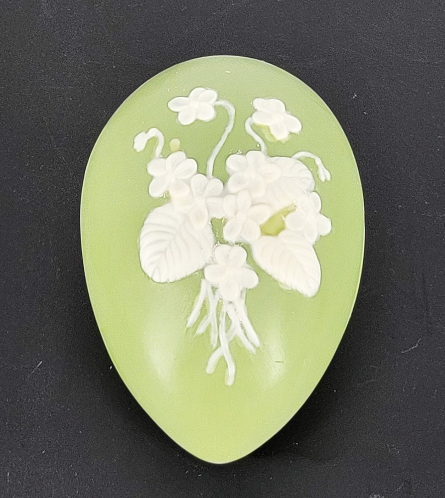 1975 Bell Porcelain Easter Egg Trinket Dish with Violets Satin Finish