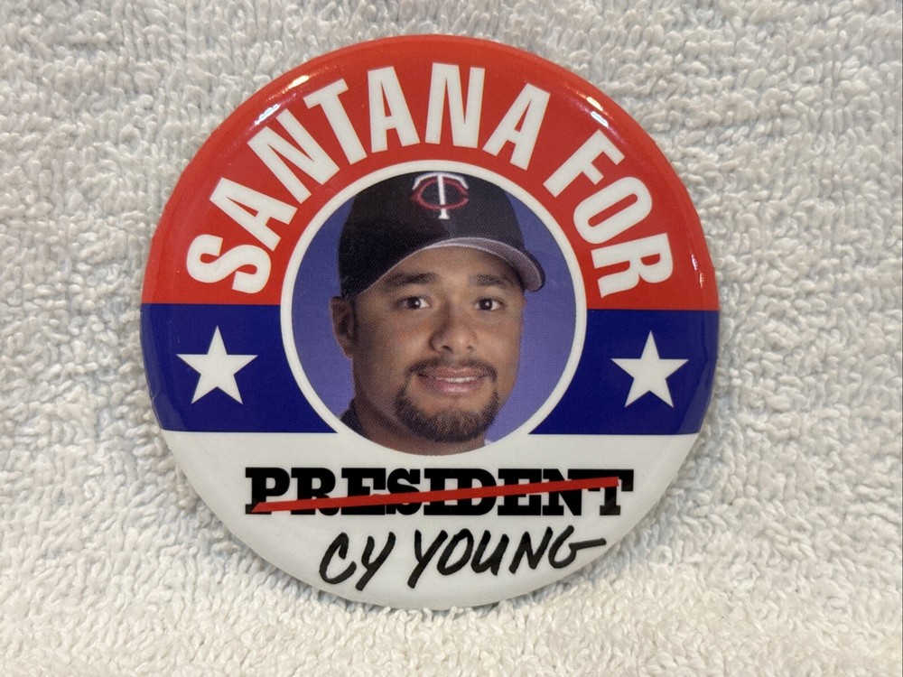 SWEET Johan Santana For Cy Young SGA Pinback, Minnesota Twins, VERY NICE!!