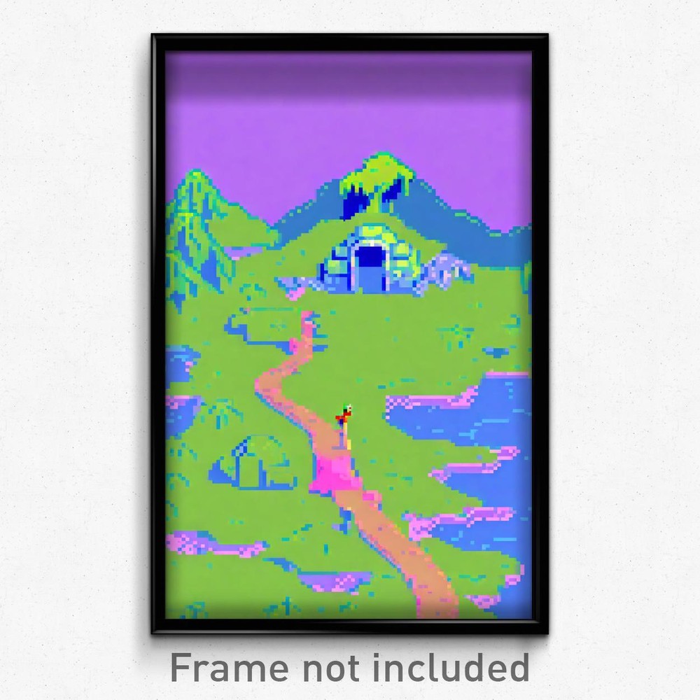 8 Bit Pixel Art Poster - Simplistic Isle Psychedelic Trippy Gamer Print