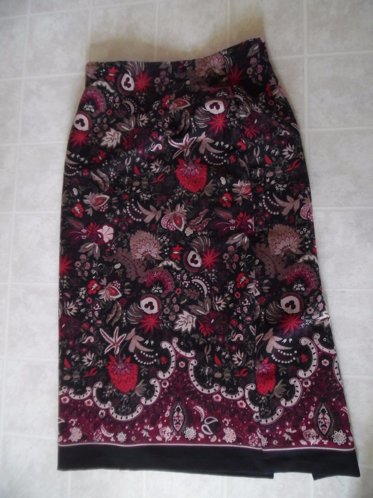 Briggs New York Black Multi Print A-Line Skirt Size 10P