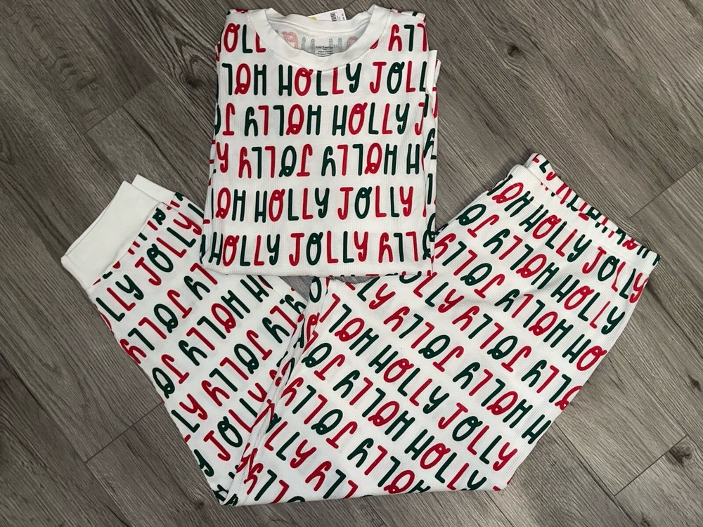 Carters XXL Adult Thermal Pajama Set Holly Jolly Christmas NWT
