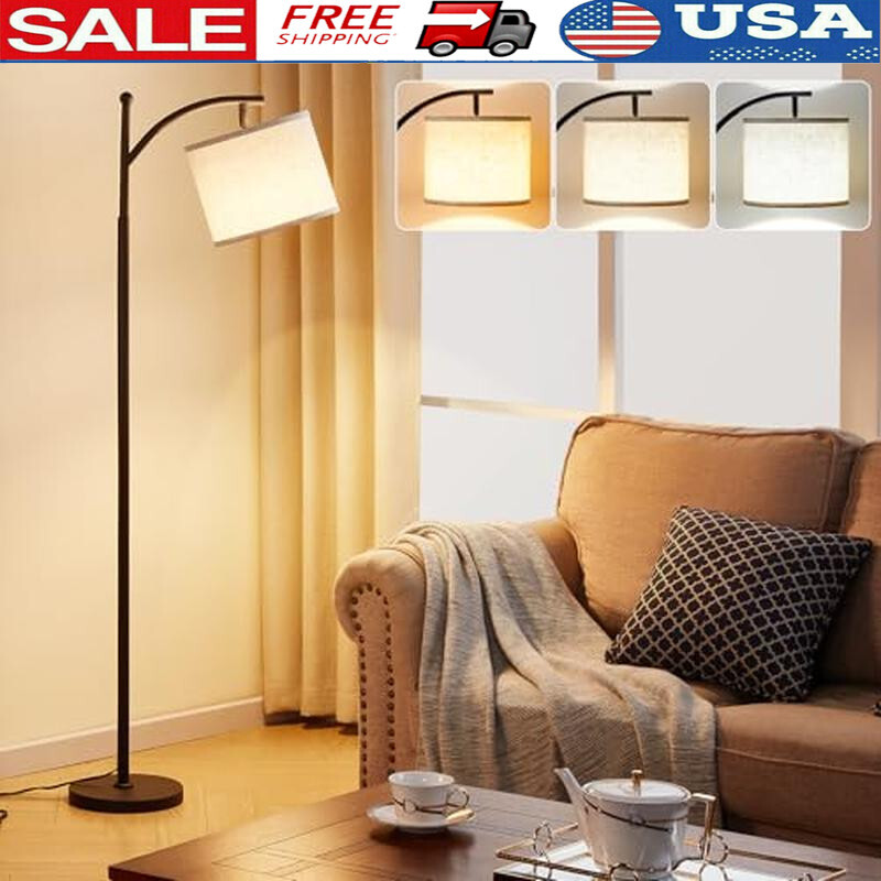 60-Inch Adjustable Floor Lamp with 3-Tone Bulb for Living Room or Office