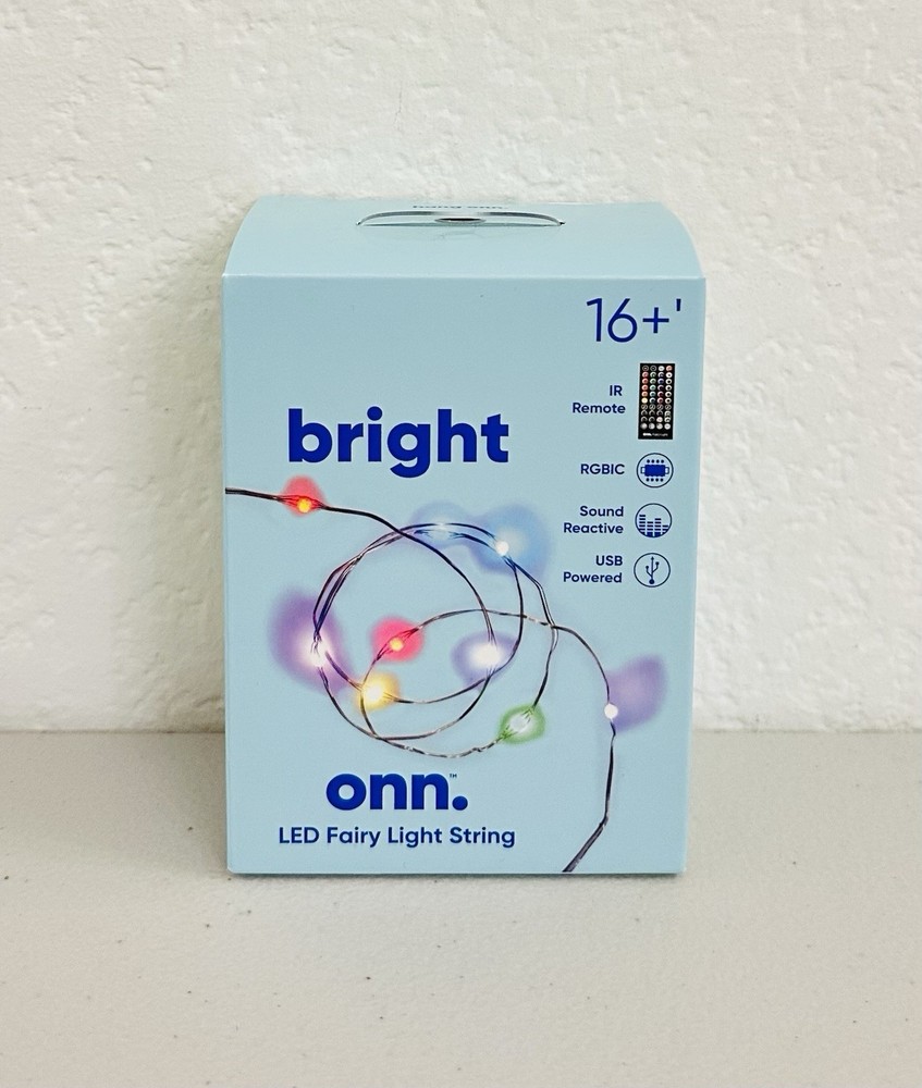 🔥NEW🔥 Onn LED Fairy Light String, 16’, RGB Color, 50LEDs, DC Power Type