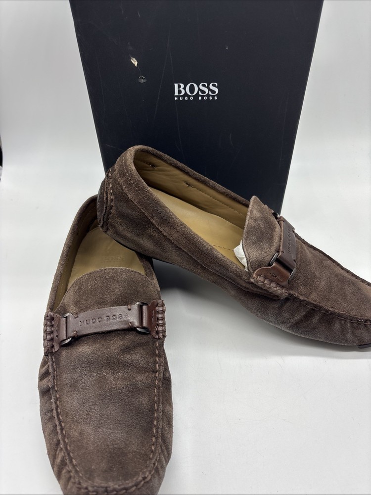 Hugo Boss Men's Drefinno Driving Loafers, Dark Brown, Size 10