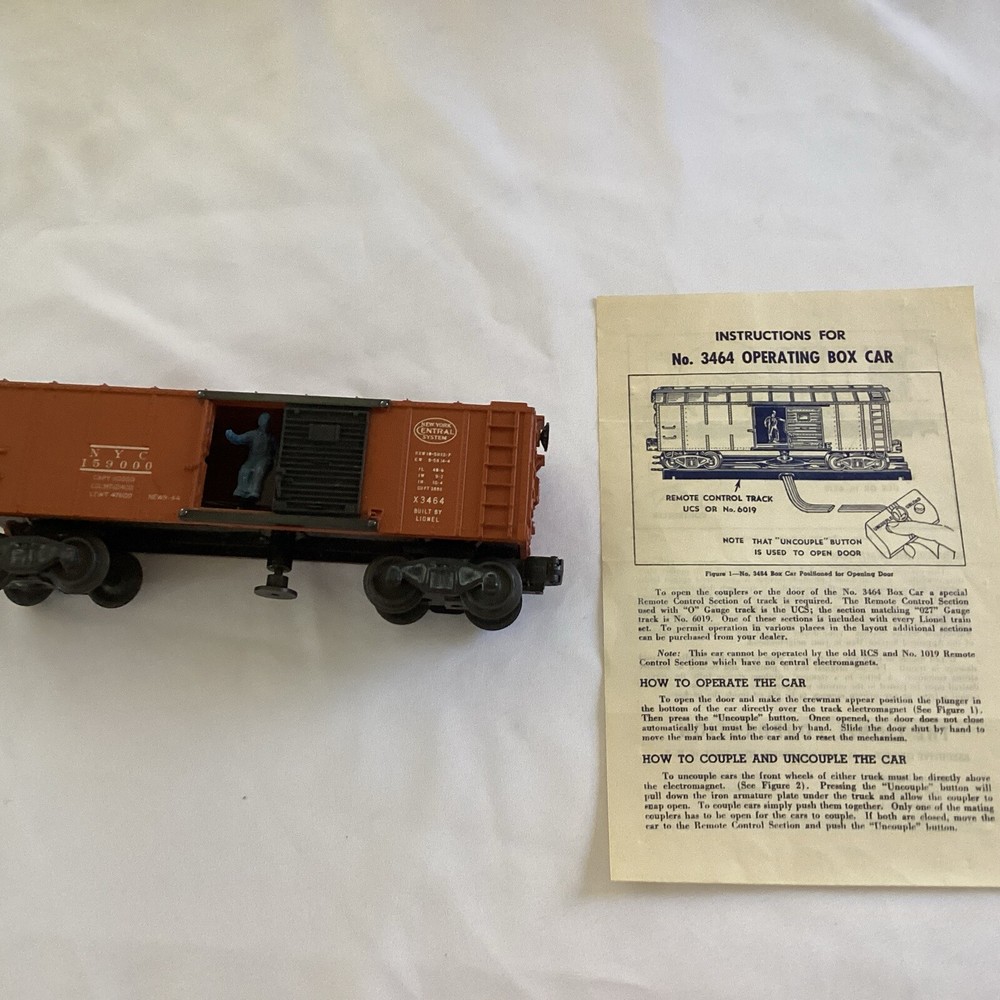 Lionel O-Gauge #3464 Operating Box Car NYC Central System W/ Man & Instructions
