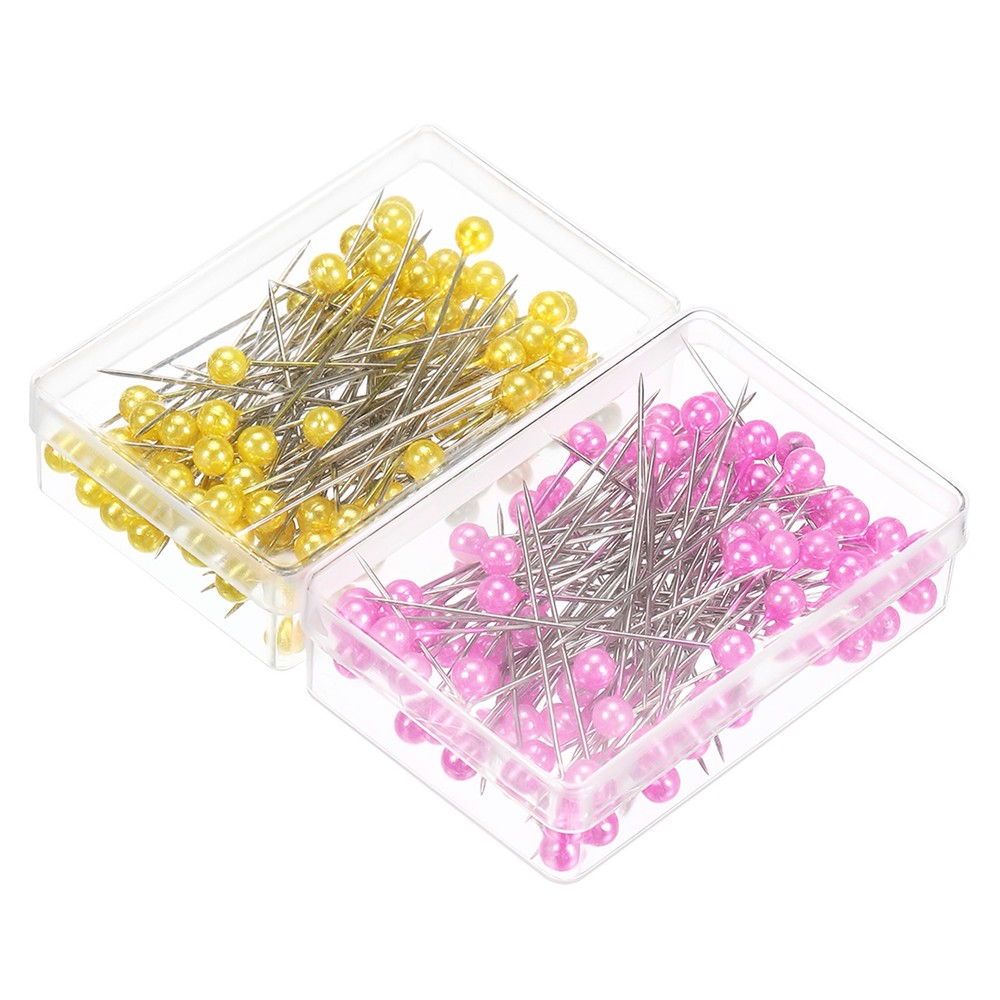 2 Sets Golden Pink Pearlized Ball Head Sewing Pins for Quilting