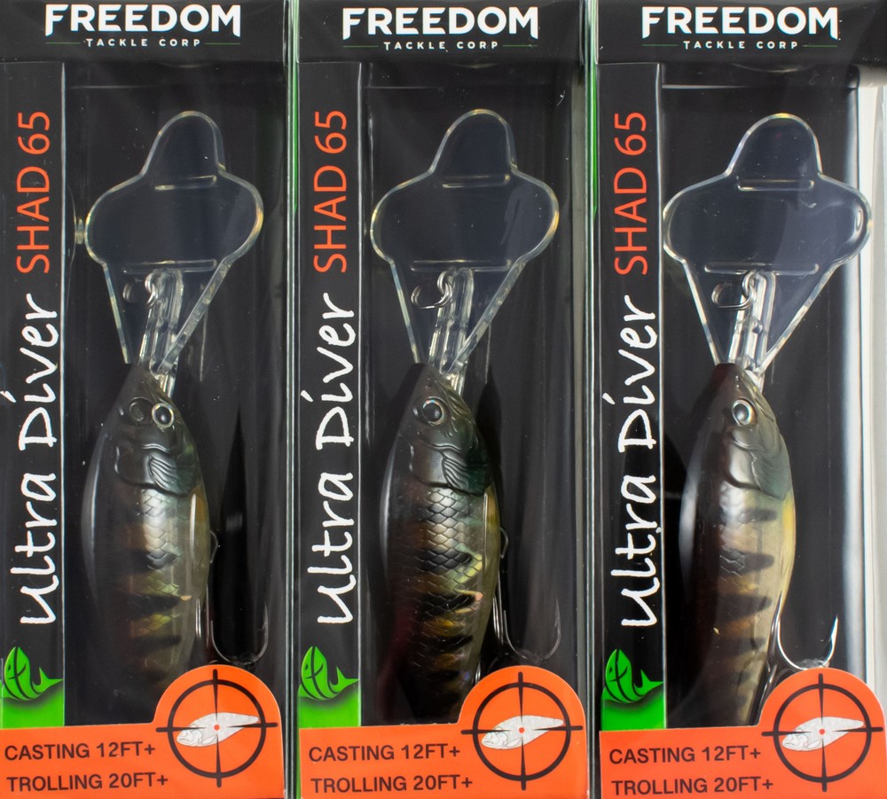 (LOT OF 6) FREEDOM TACKLE ULTRA DIVER SHAD 65 3/8OZ GHOST GILL #43109 CO6358