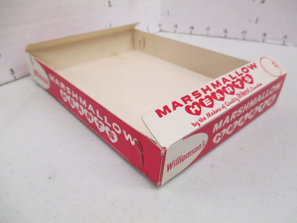 1950s Williamson Candy Valentine Marshmallow Heart Store Display Box