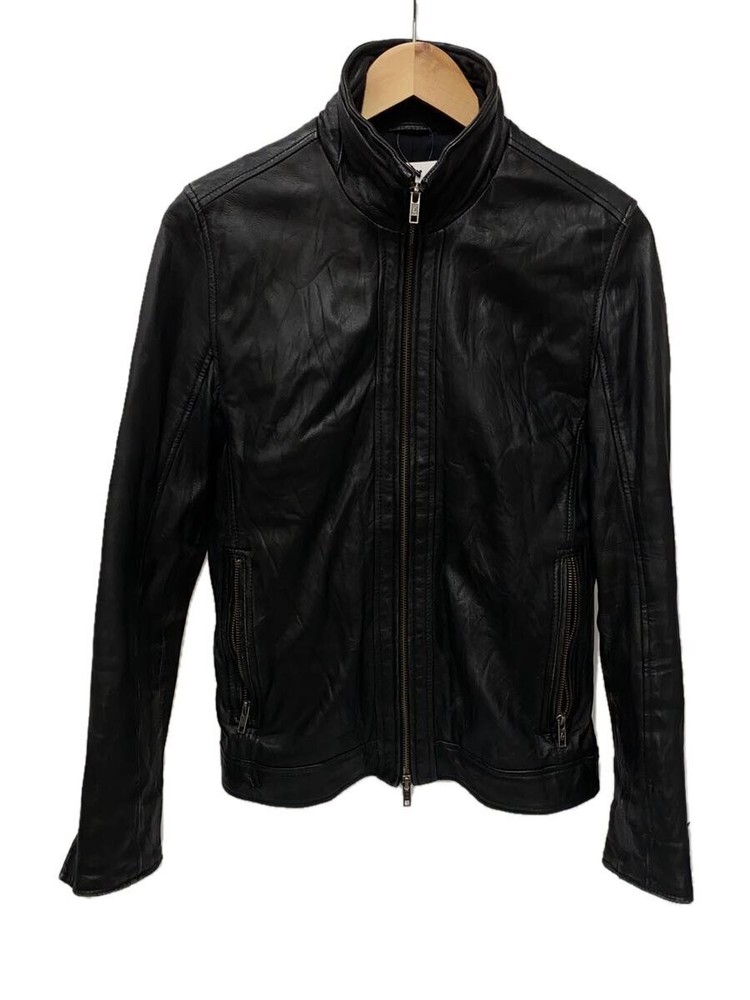Liugoo Sheepskin Leather Blouson Jacket Black Plain Size S 2276