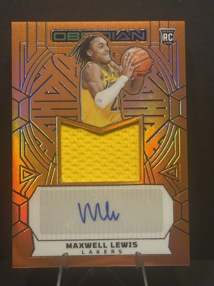 2023-24 Panini Obsidian - Rookie Jersey Autographs Electric Etch Orange Flood #221 Maxwell Lewis /75 (AU, MEM, RC)