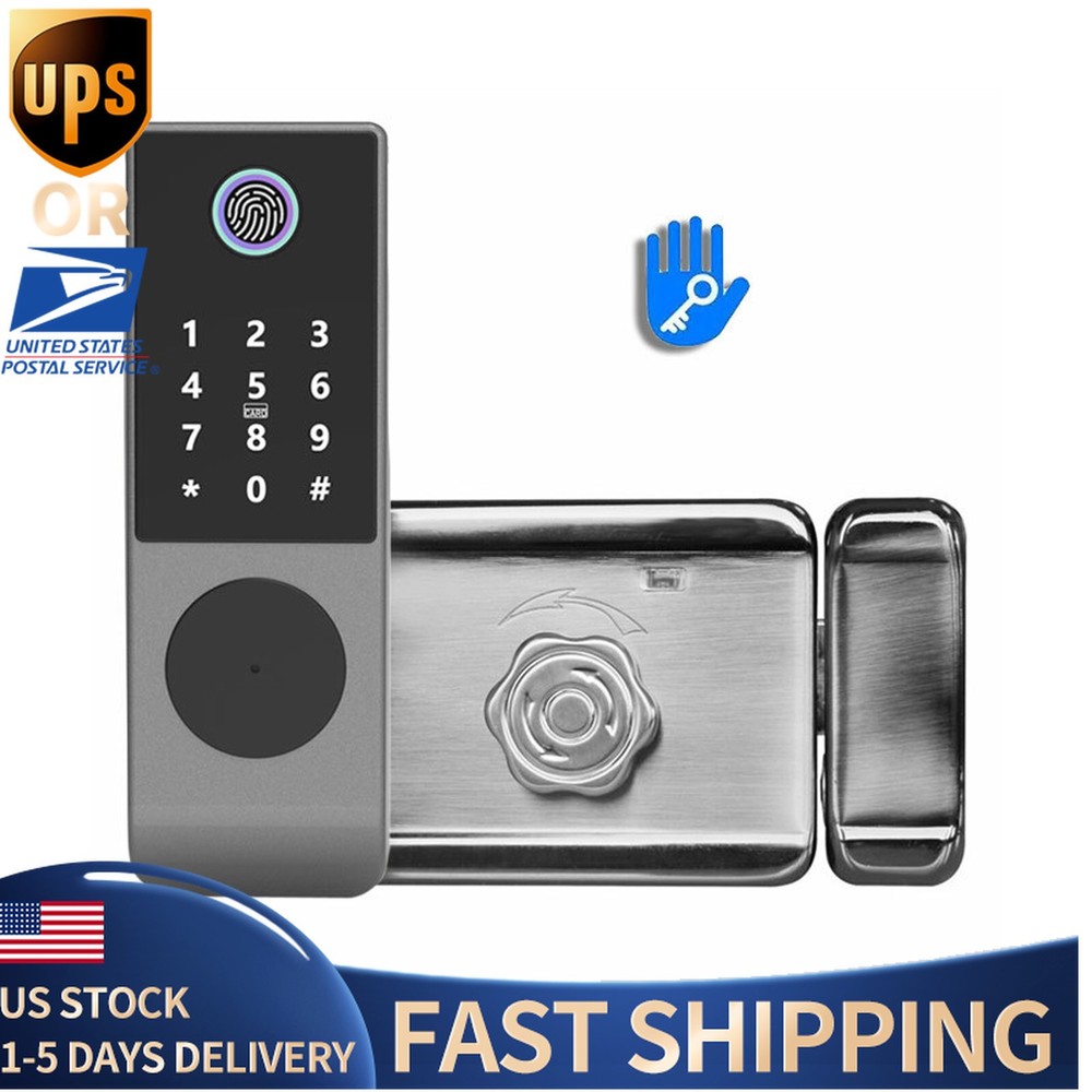 mart Rim Door Lock Outdoor Tuya WiFi Waterproof Biometric Double Fingerprint US