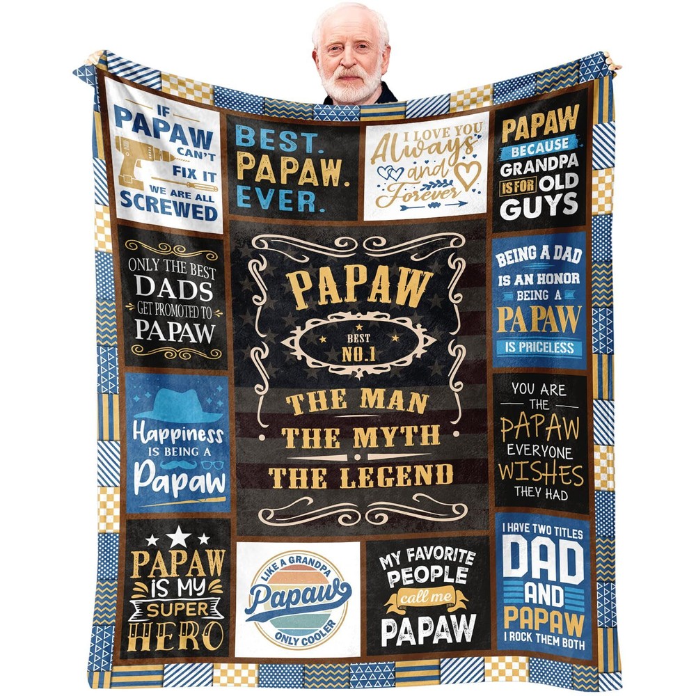 Personalized Fathers Day Papaw Throw Blanket 60x50 Grandkids Gift Idea-image