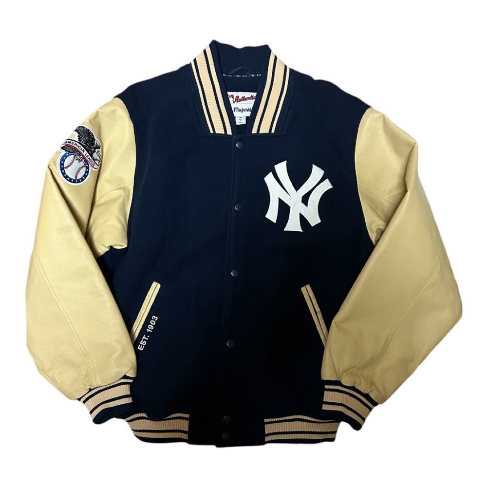 Majestic MLB Yankees Leather Stadium Jacket Size 00S, New