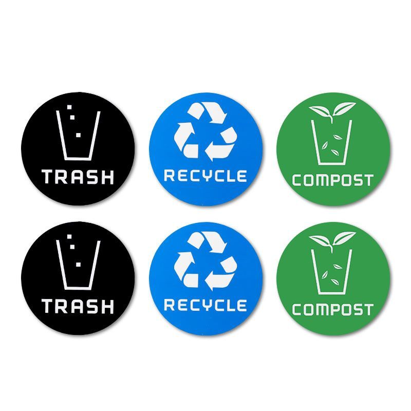 12pcs 10CM PVC Recycle Trash Bin Sticker Vinyl Sticker Decals Garbage Cans DecN8