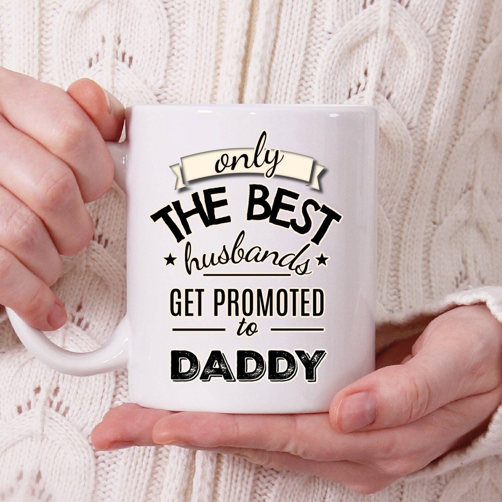 Pregnancy Announcement Coffee Mug For Husband Promoted To Daddy