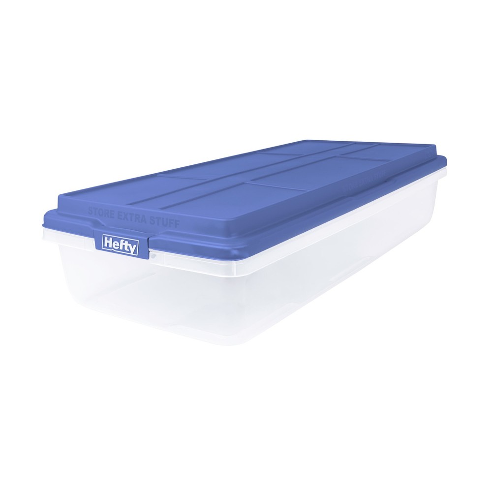 63Qt Clear Smoke Blue Latched Storage Bin with Hi-Rise Lid