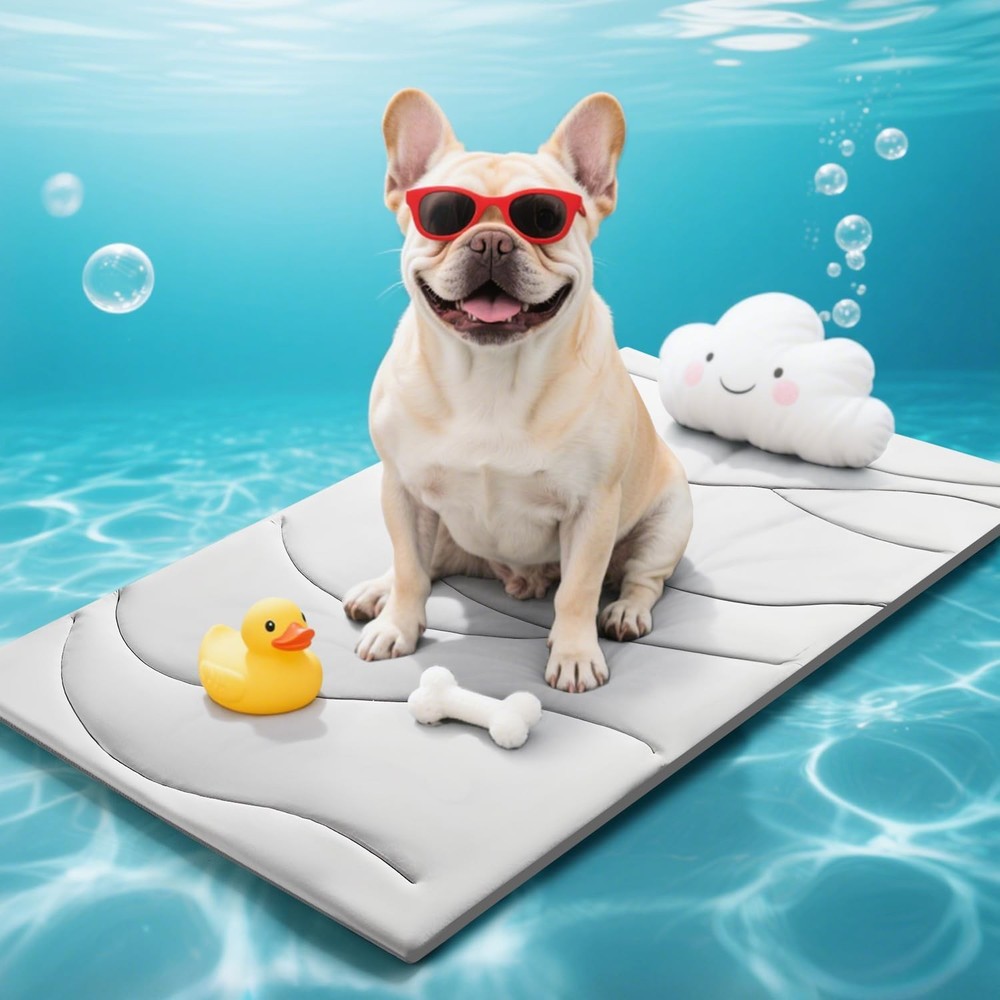 36x23 Inch Reversible Grey Dog Cooling Mat for Medium Breeds