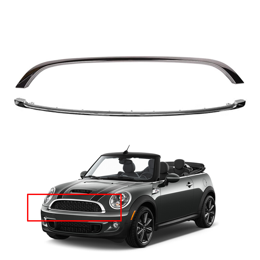 For Mini Cooper R55 R56 R58 R59 2007-2015 Molding Chrome Front Grille Hood Trim