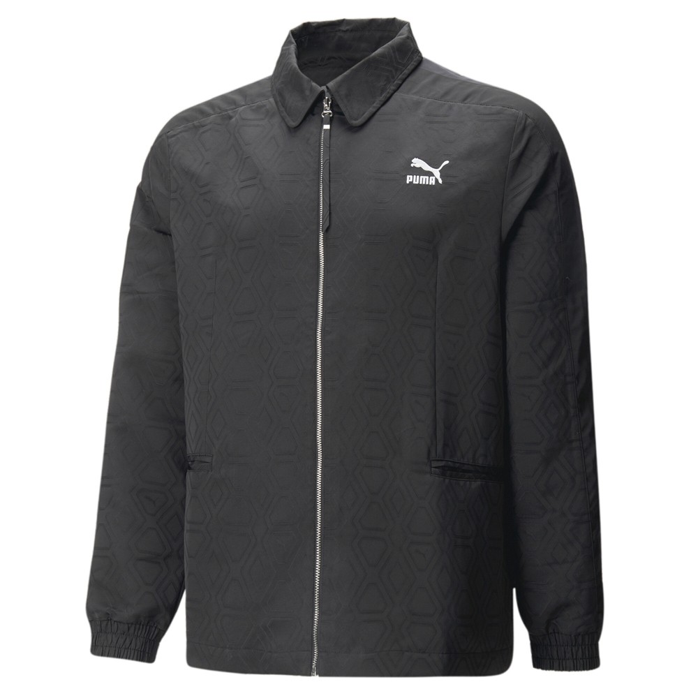 PUMA Luxe Sport T7 Woven Full Zip Jacket for Men - Black Athletic Outerwear
