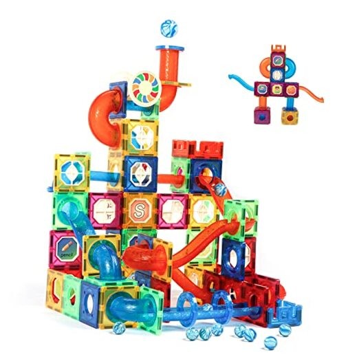 176PCS Magnetic Tiles STEM Building Toy Set with Marble Run Race Track for Kids Educational Play