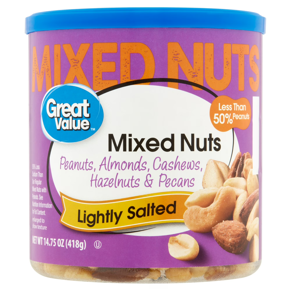 Great Value Roasted & Lightly Salted Mixed Nuts, 14.75 oz..