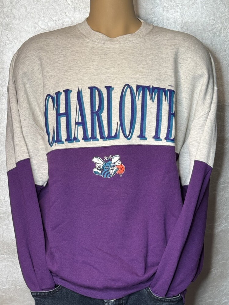 Vintage NBA Charlotte Hornets Color Block Sweatshirt Size XXL 90s Dodger Tag