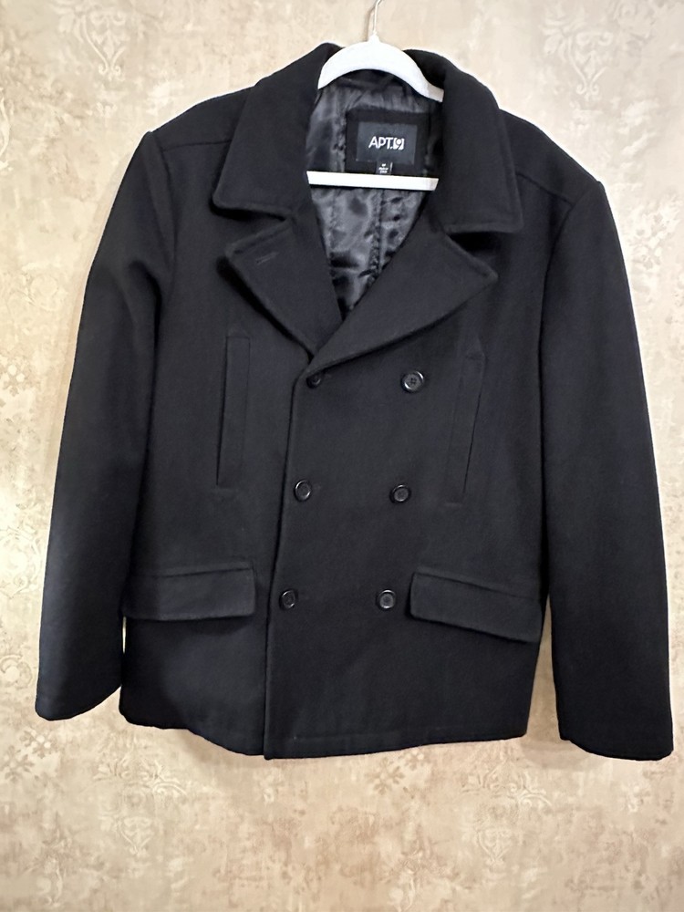 Apt 9 Mens Medium Black Wool Blend Jacket