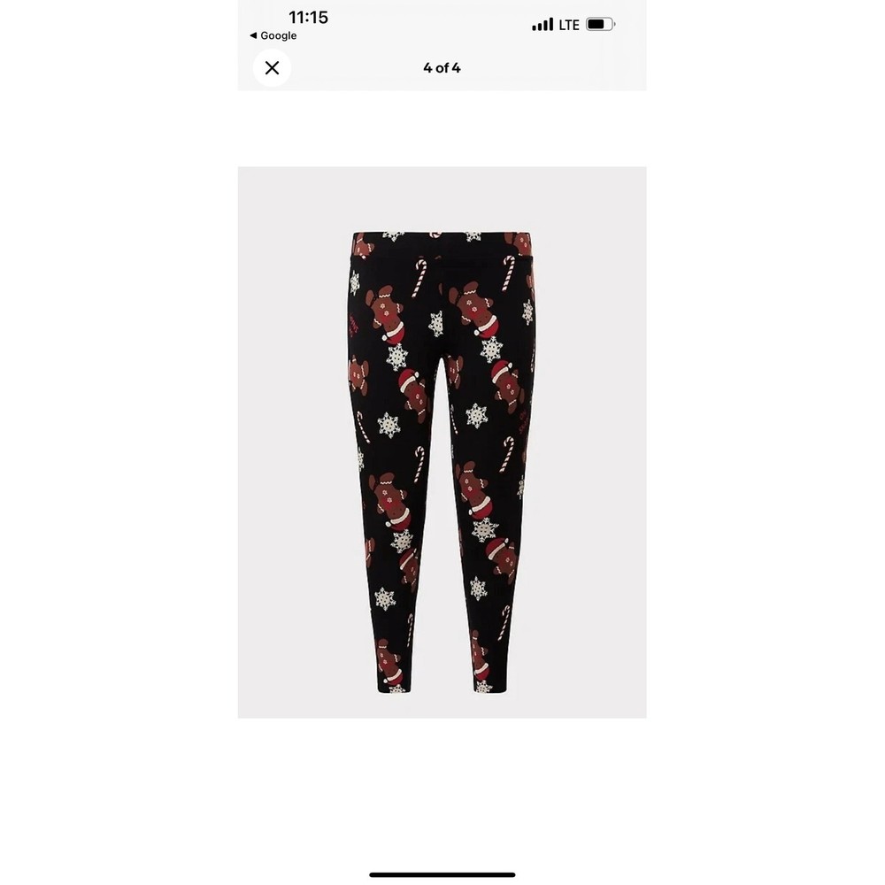Torrid Black Oh Snap Gingerbread Christmas Holiday Leggings Plus Size
