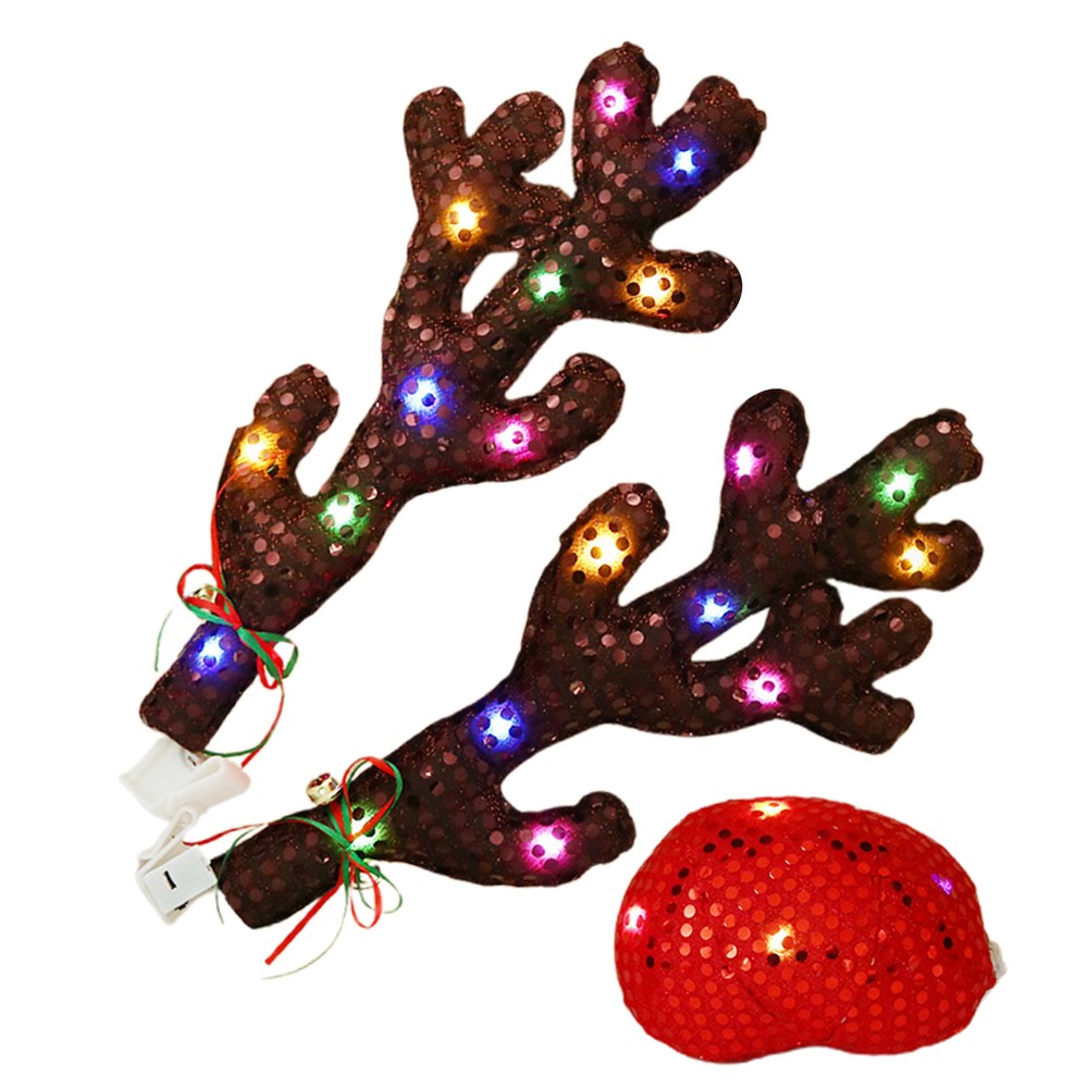 Christmas Reindeer Decor Lighted Car Reindeer Antler Kit Festive like-minded