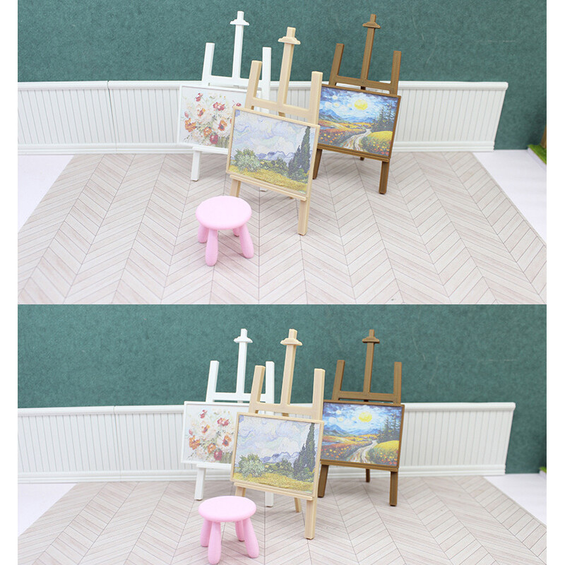 1:12 Dollhouse Painting Easel Art Easel Oil Painting Display Stand Room Decor